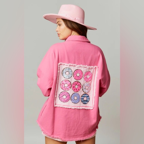 Fantastic Fawn Jackets & Blazers - Donut Print Jean Jacket